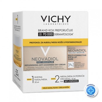 VICHY WINTER PROMO NEOVADIOL SET POSTMENOPAUZA - HRANLJIVA DNEVNA NEGA ZA SUVU I ZRELU KOŽU 50ML + NEOVADIOL EYES 15ML