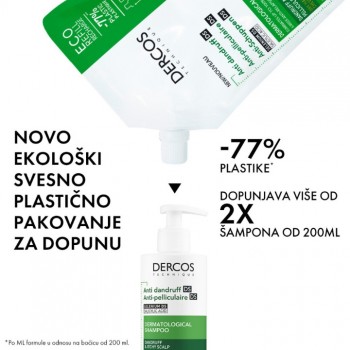 VICHY DERCOS ŠAMPON PROTIV PERUTI ZA NORMALNU DO MASNU KOSU, ECCO PAKOVANJE, 500ML