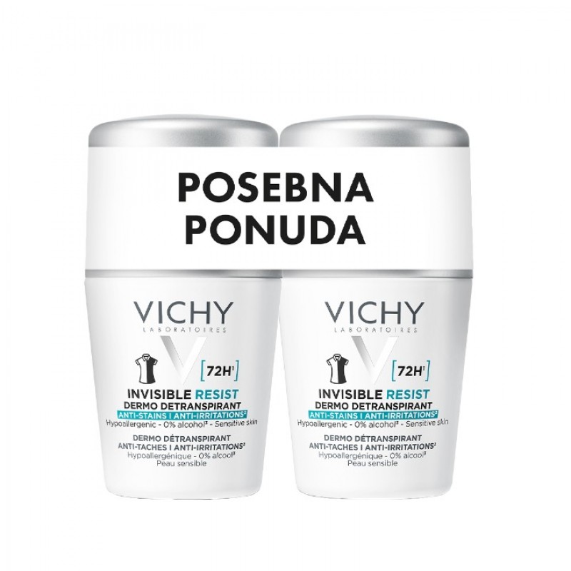 Vichy Déodorant Promo Paket 2X50Ml Invisible Resist 72H - Dezodorans Protiv Mrlja I Nadraženosti